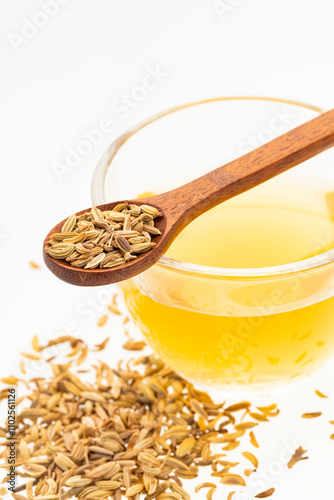 Aromatic fennel and seed tea - Foeniculum vulgare. photo