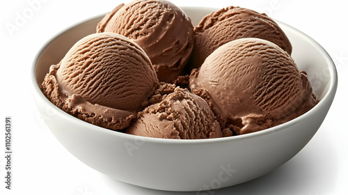 Chocolate Ice Cream Scoops in a Bowl, Delicious Frozen Dessert