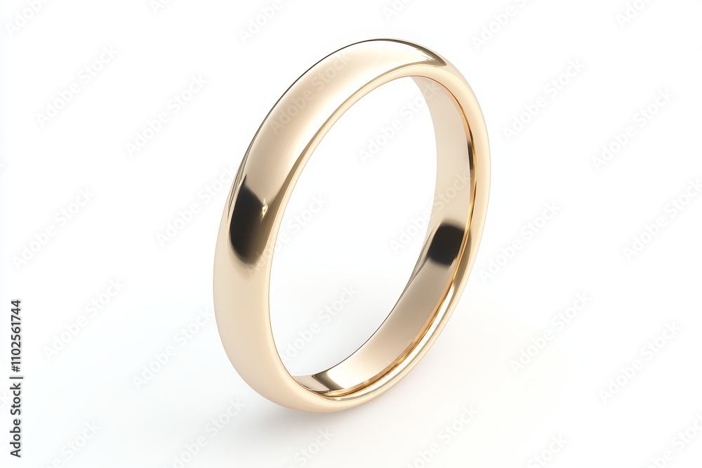 A gold wedding band with a shiny surface A gold wedding band with a shiny surface
