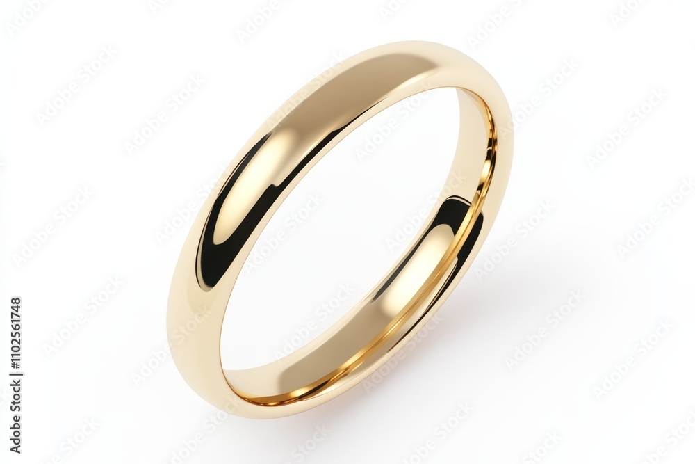A gold banded ring with a shiny surface A gold banded ring with a shiny surface