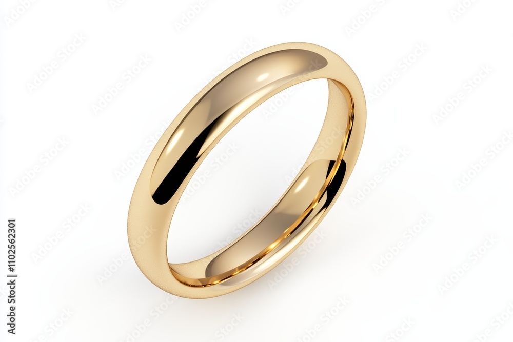 A gold banded ring with a shiny surface A gold banded ring with a shiny surface