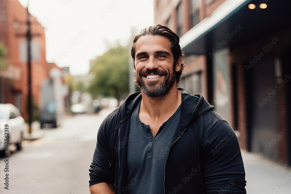 Portrait of a handsome young man smiling in a urban environment. Portrait of a handsome young man smiling in a urban environment.