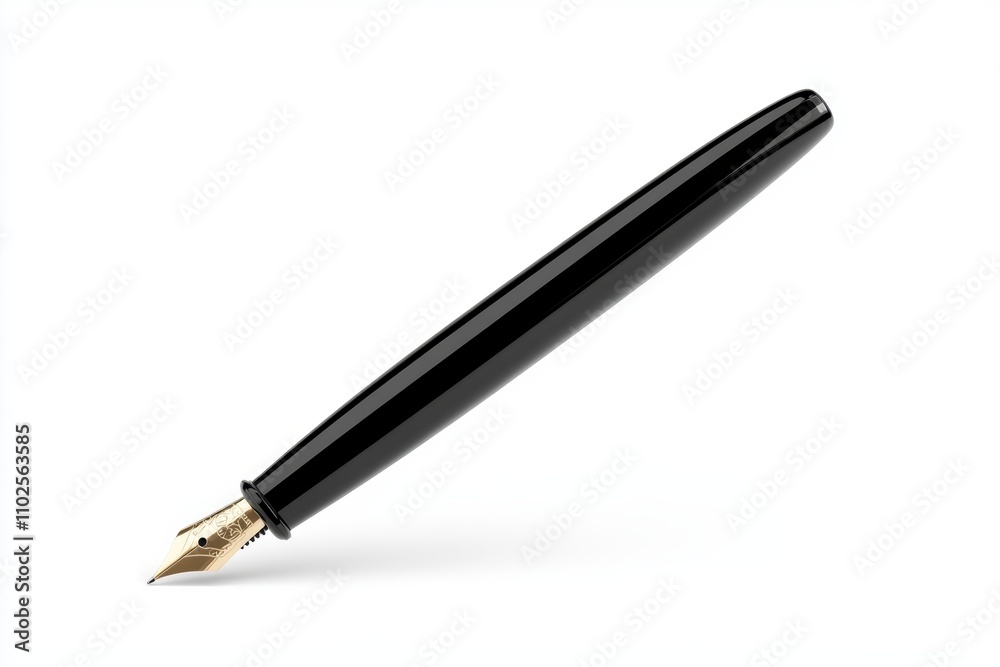 A black fountain pen with gold trim A black fountain pen with gold trim