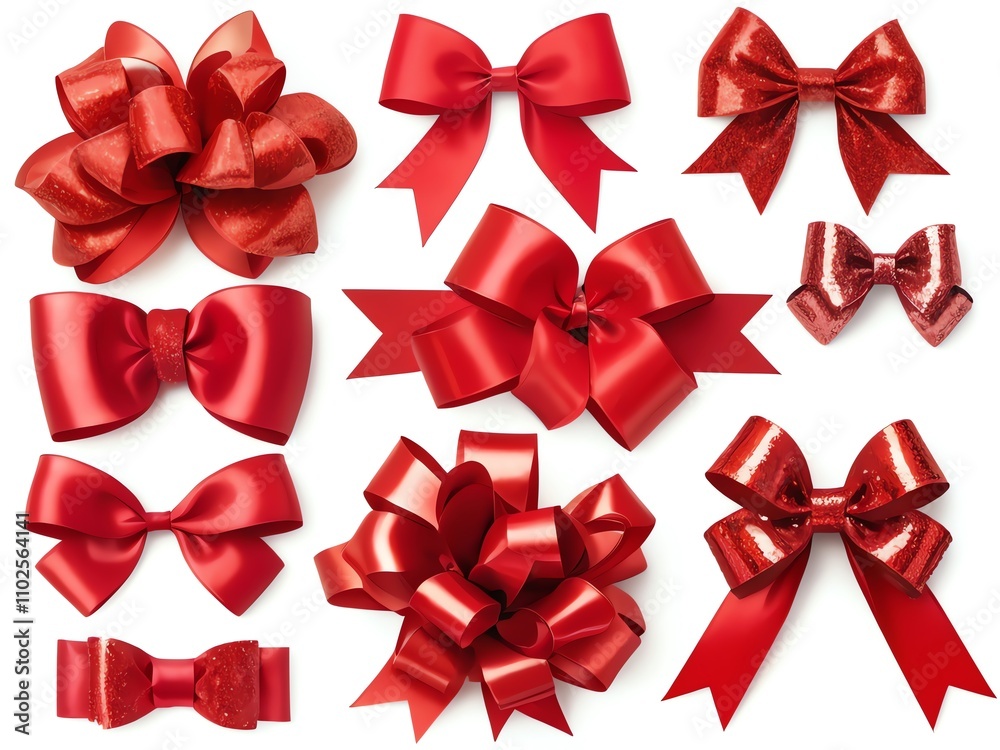 Collection of Red Bows: A Festive Array of Gift Wrapping Accents Collection of Red Bows: A Festive Array of Gift Wrapping Accents