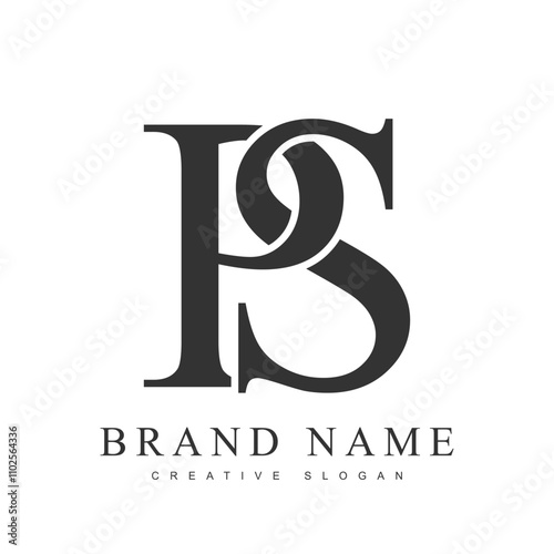 PS trendy logotype template. Initial letter p and s classic font style. Creative logo for company name or identity.