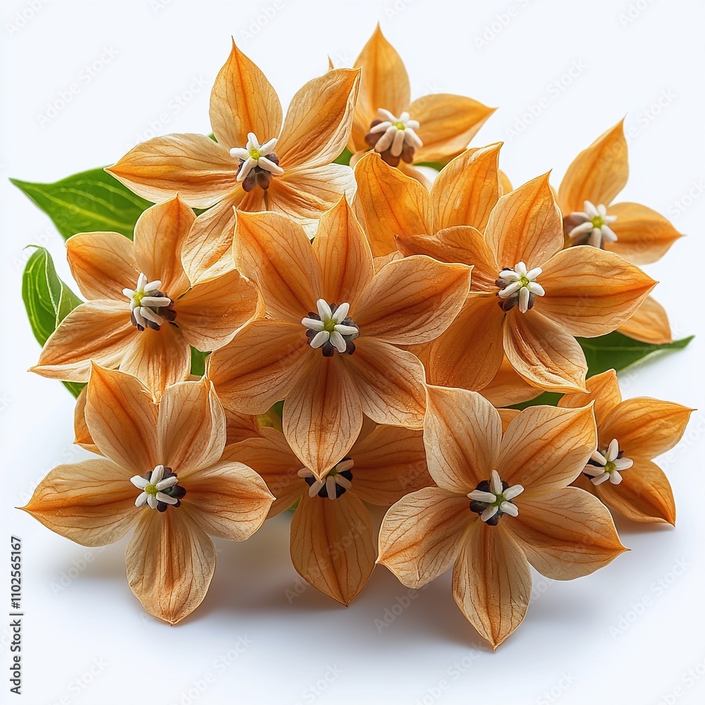 Pale Orange Milkweed Flowers on White Background Pale Orange Milkweed Flowers on White Background