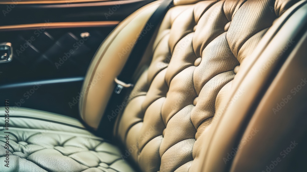 Obraz premium Luxurious Car Interior with Plush Tan Leather Upholstery and Design