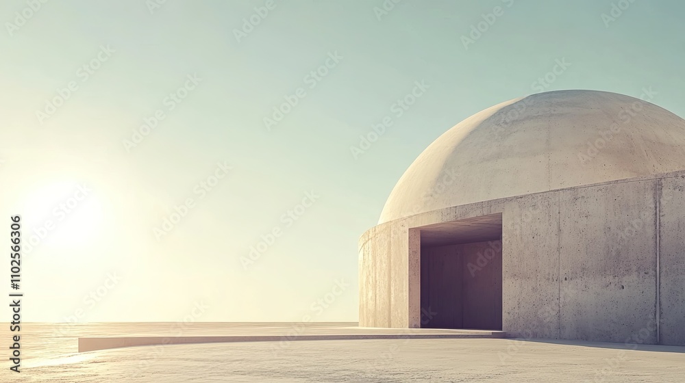 Fototapeta premium Minimalist Concrete Structure Under Soft Light at Sunset