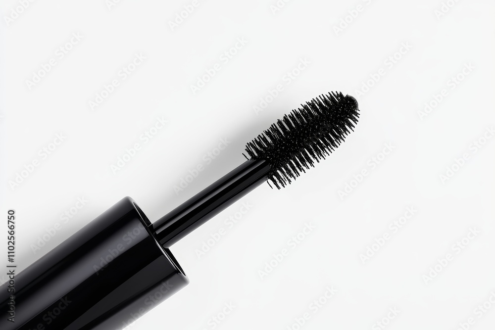 A black mascara wand with a black brush A black mascara wand with a black brush
