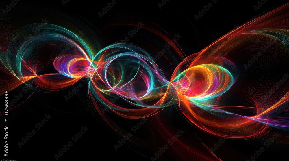 Dynamic neon shapes and glowing spirals form a vivid retro tunnel of light Dynamic neon shapes and glowing spirals form a vivid retro tunnel of light