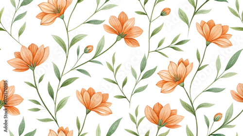 Peach Floral Watercolor Seamless Pattern, Isolated on White Background, Botanical Illustration, Flower Design

Floral Pattern, Watercolor Flowers, Peach Flowers, Seamless Texture