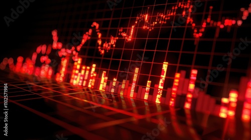 Wallpaper Mural Red stock market graph showing decline. (1) Torontodigital.ca