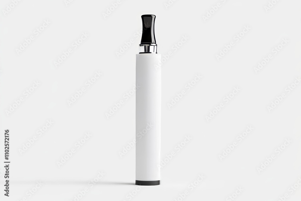 A white vaporizer is sitting on a white background, electronic cigarette mockup A white vaporizer is sitting on a white background, electronic cigarette mockup