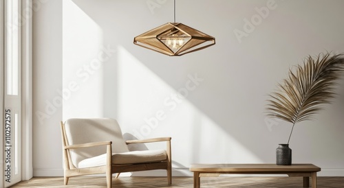 3D Rendering Boho living room interior with an armchair