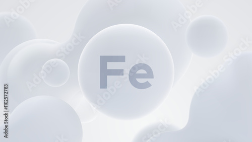 Iron mineral soft white particle. Vector 3d illustration. Liquid shapes. Dietary supplement product concept.