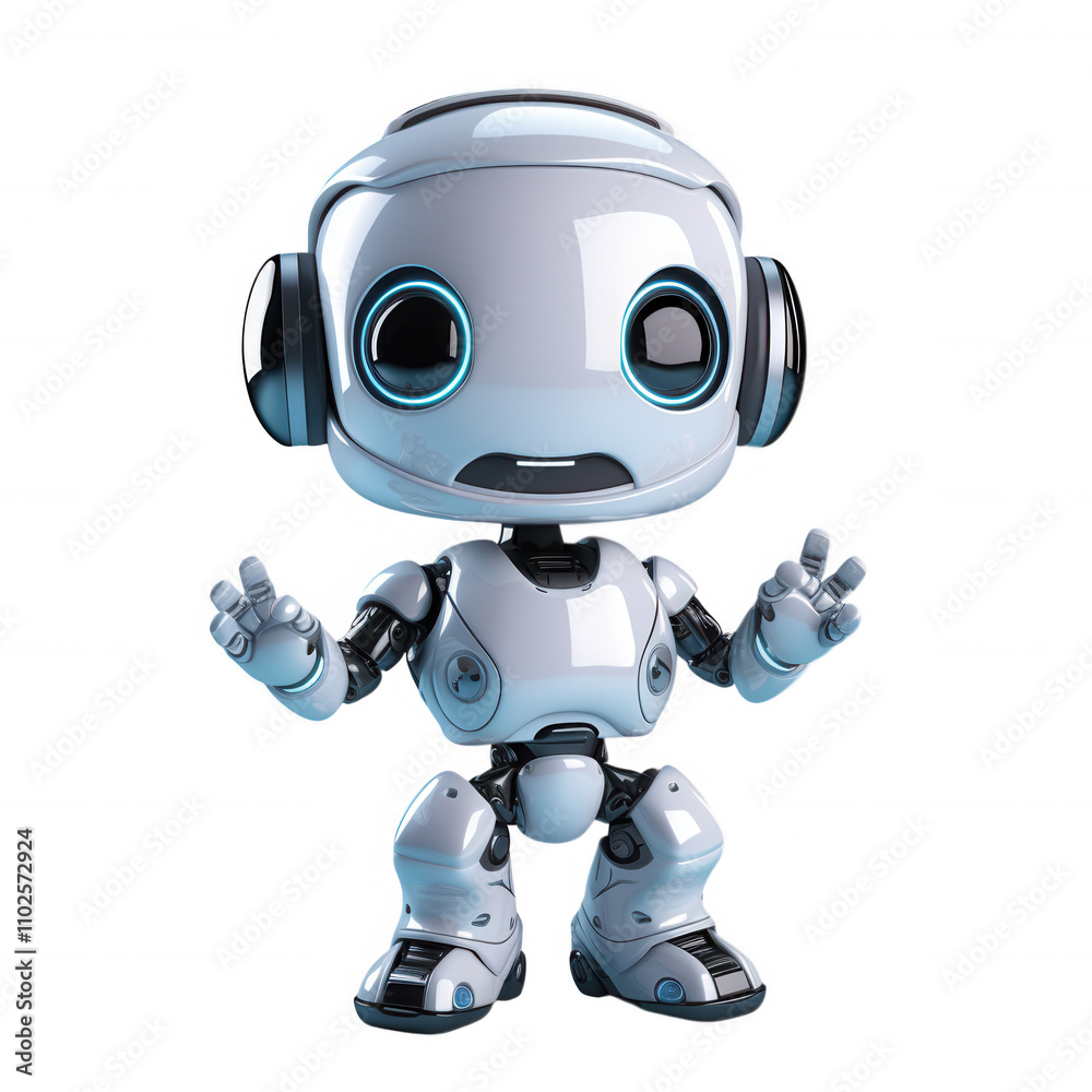 Humanoid Robot Toy 3D Rendering with Headset - Friendly Android Character for Toys or Decor Humanoid Robot Toy 3D Rendering with Headset - Friendly Android Character for Toys or Decor