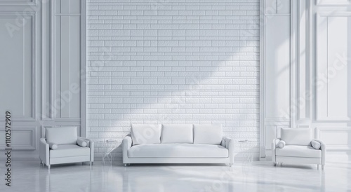 3D Rendering a minimalist interior design of a modern living room