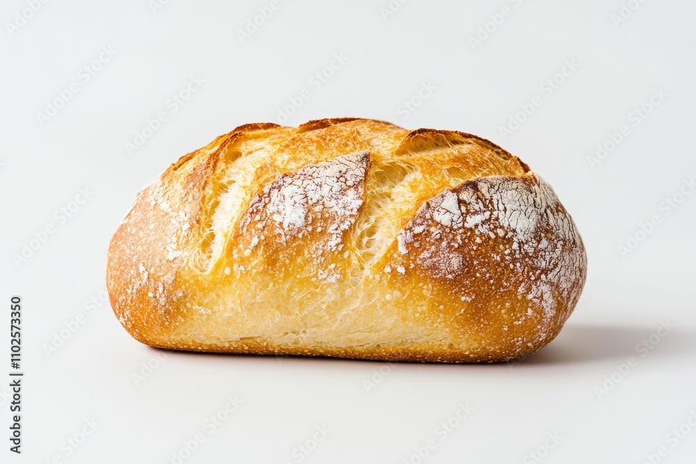 A loaf of bread with a white crust and a white interior A loaf of bread with a white crust and a white interior