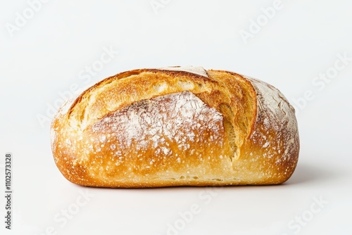 A loaf of bread with a white crust and a sprinkle of sugar on top