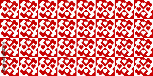 Beautiful Red Heart Checkered Pattern Illustration Backdrop Vector Design