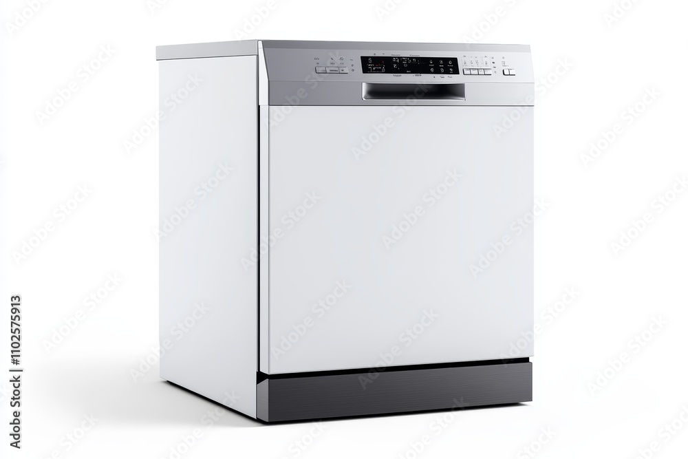 A white dishwasher with a black base A white dishwasher with a black base