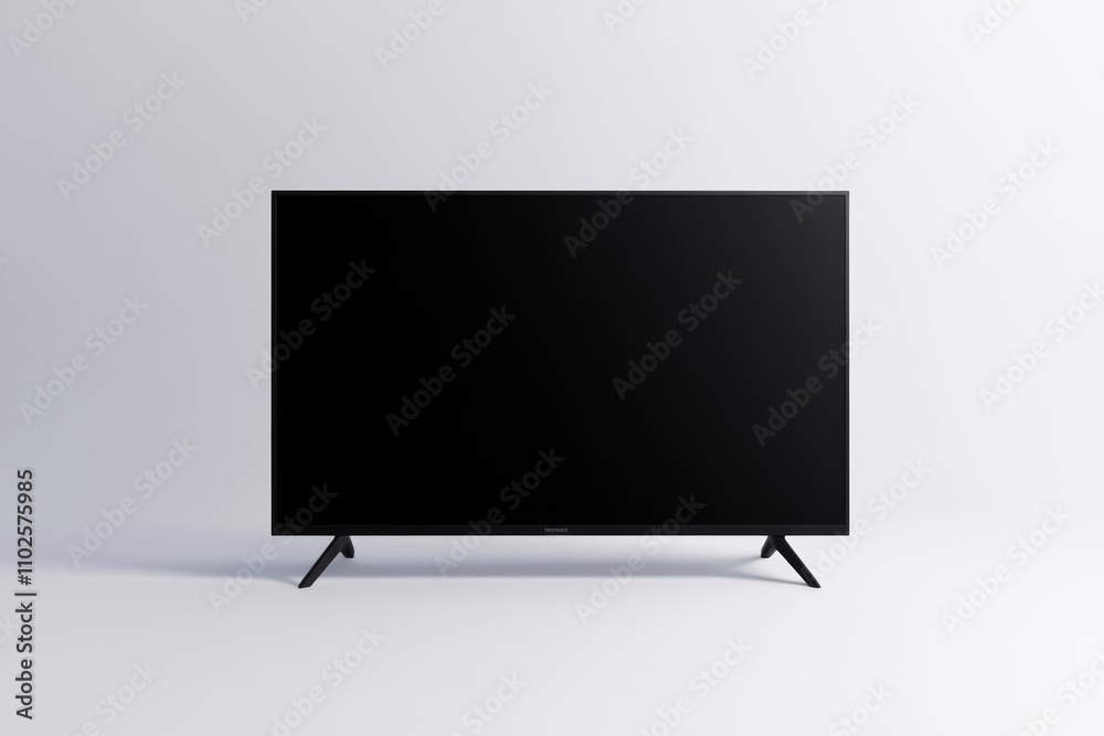 A black flat screen television is sitting on a white background A black flat screen television is sitting on a white background