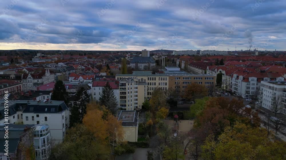 Berlin Steglitz district, gloomy autumn day. Best aerial view flight drone Berlin Steglitz district, gloomy autumn day. Best aerial view flight drone