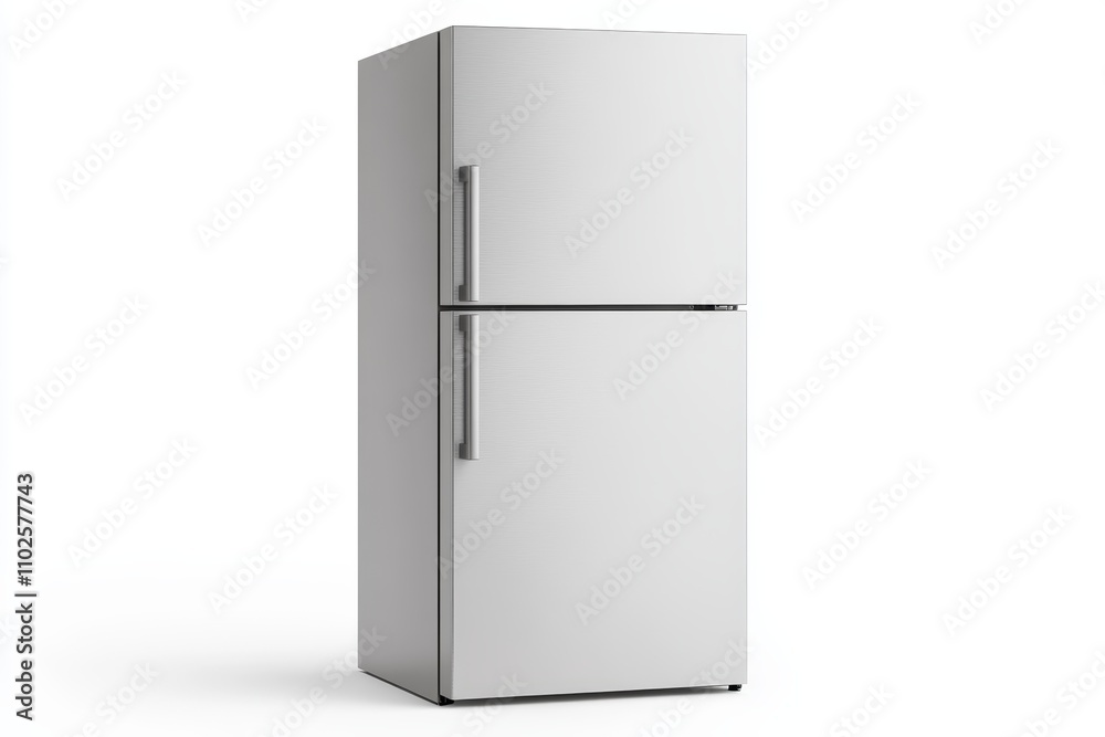 A white refrigerator with silver handles A white refrigerator with silver handles