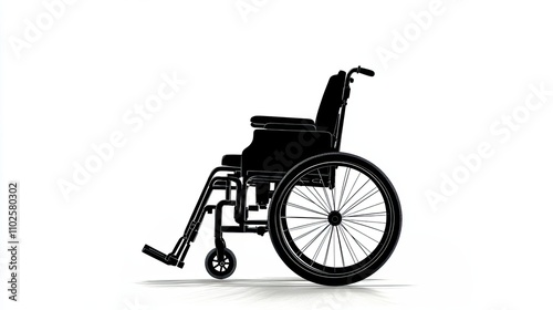 Wheelchair silhouette. Disabled, black, illustration, design, symbol, mobility, health, care, medical, abstract, background, chair, accessibility, person, outline, simple.