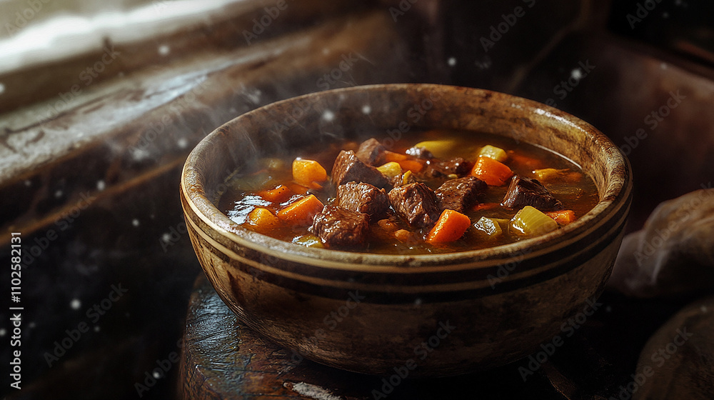 Classic Beef Stew in a Winter Setting Classic Beef Stew in a Winter Setting