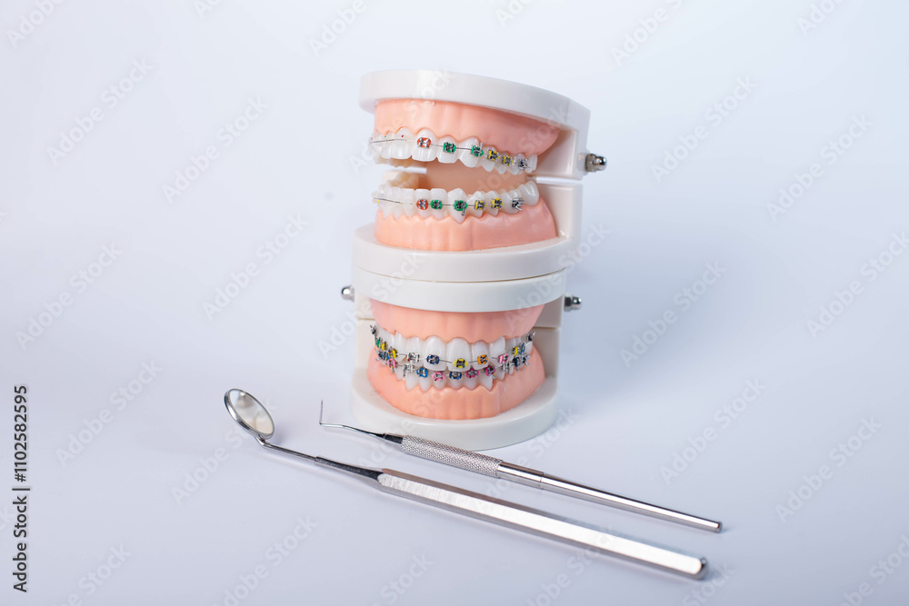 dental model with braces - Teeth orthodontic dental model with dental braces dental model with braces - Teeth orthodontic dental model with dental braces