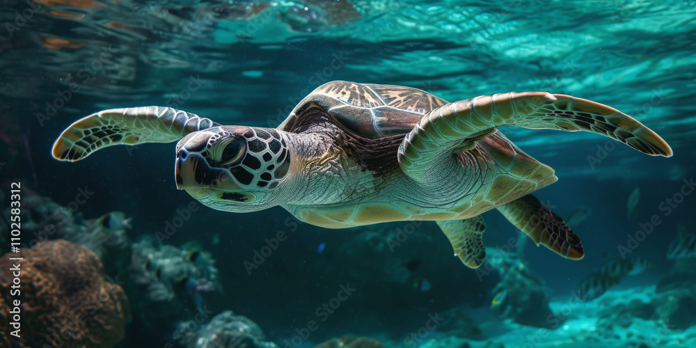 Obraz premium turtle underwater in the sea Generative AI