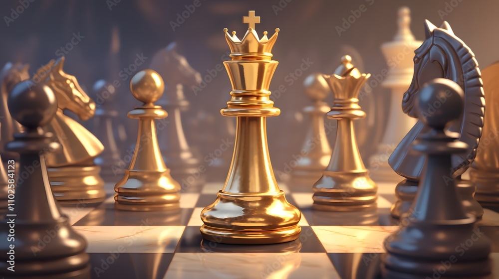 Chess pieces stand poised on the chessboard, ready to engage in a strategic battle for victory