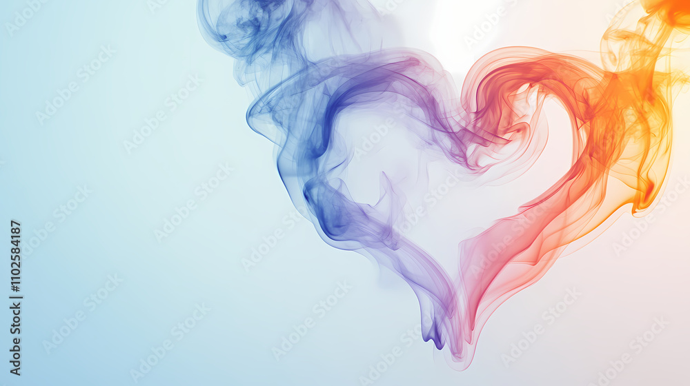 Fototapeta premium A delicate and ephemeral heart shape made of smoke. Ephemeral. Illustration