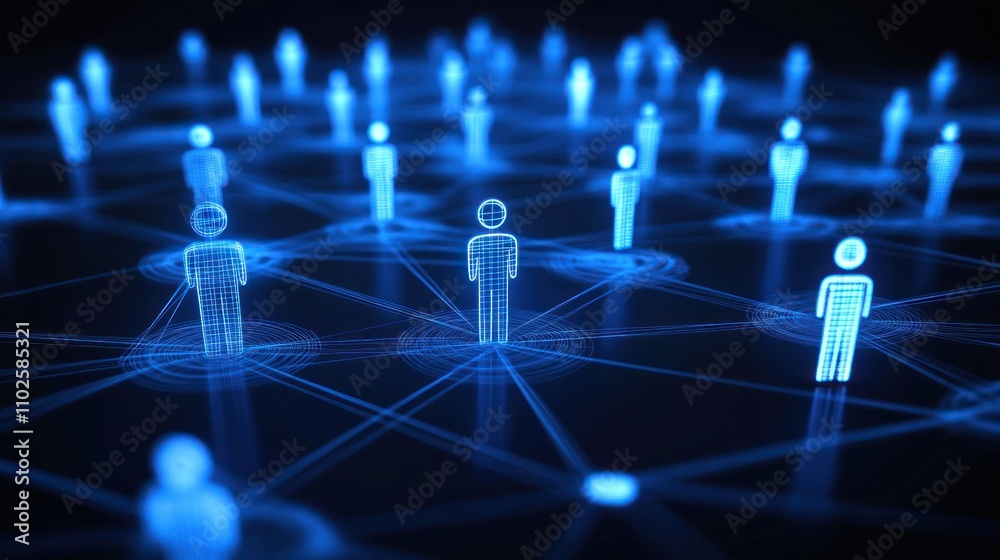 A digital network of interconnected figures representing social connections. A digital network of interconnected figures representing social connections.