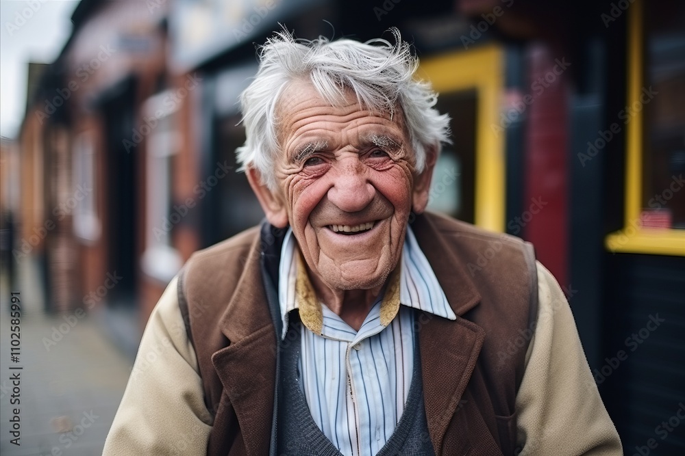 Portrait of an old man on a street in London, UK