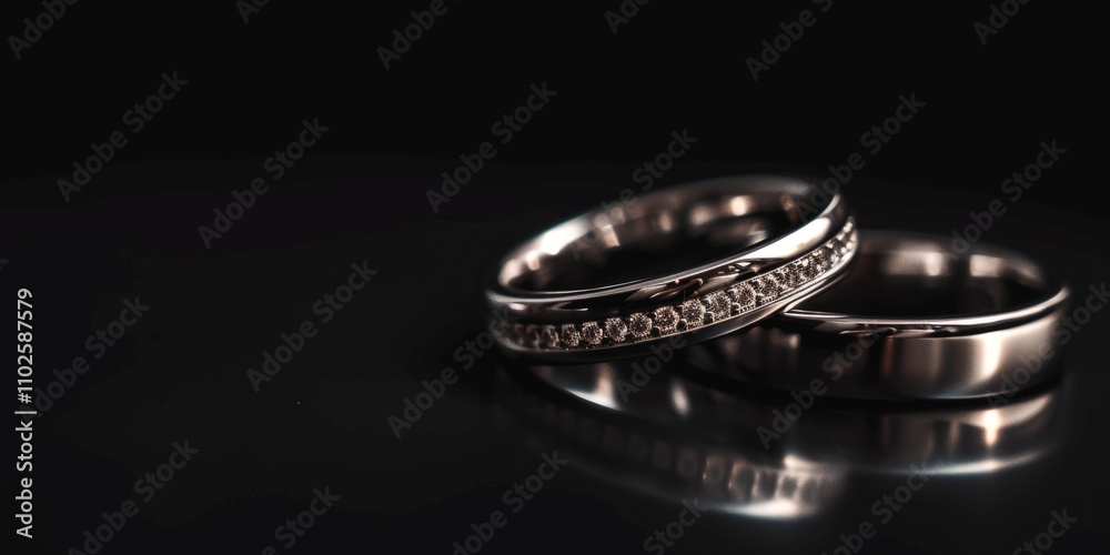 wedding rings on a black background Generative AI wedding rings on a black background Generative AI