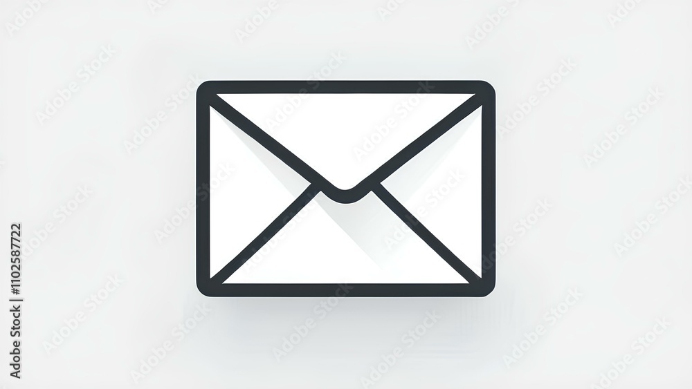 Minimalistic email icon featuring blue accents and clean lines, isolated on a white background, representing digital communication and modern design trends. Minimalistic email icon featuring blue accents and clean lines, isolated on a white background, representing digital communication and modern design trends.