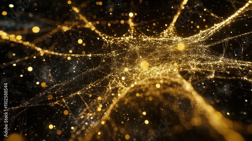 Golden Web Glittering Dust Abstract Background