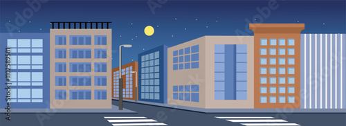 Night town. Night city. Building  illustration. Skyscraper in the mid night. Empty street. Empty town. Cityscape building. Night cityscape. Building in the evening. 