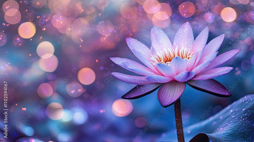 Delicate Pink Lotus Flower Surrounded by Soft Colorful Background Delicate Pink Lotus Flower Surrounded by Soft Colorful Background