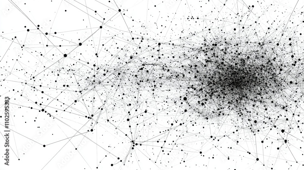 Abstract Black and White Network of Dots and Lines in Motion Abstract Black and White Network of Dots and Lines in Motion