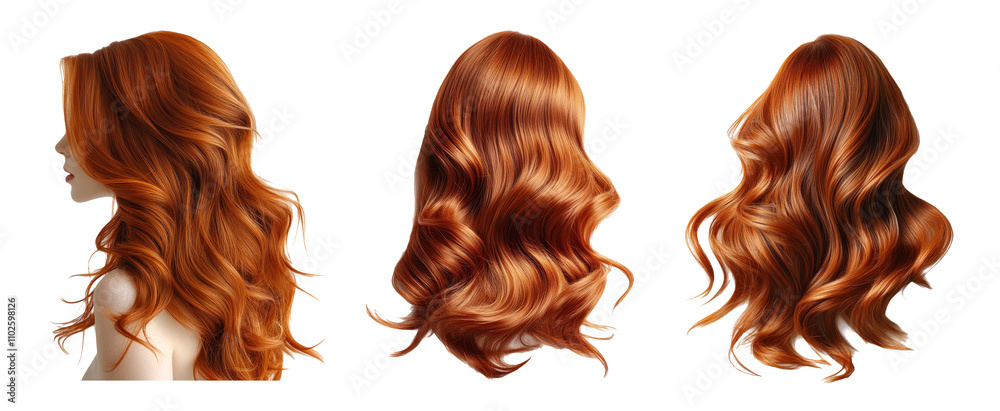 Fototapeta premium Elegant Wavy Hair on Transparent Background