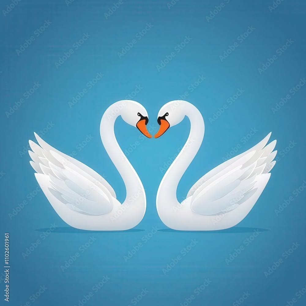 Pair of swans forming a heart shape with their necks Pair of swans forming a heart shape with their necks