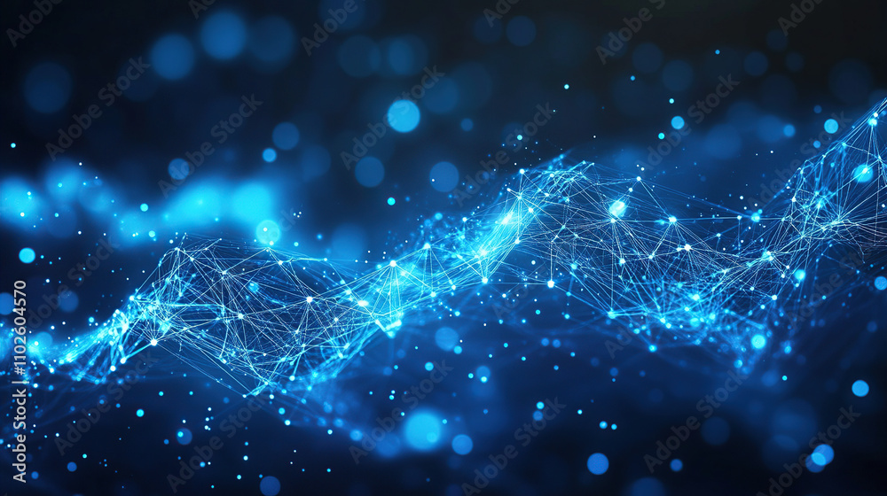 Abstract blue glowing background with network connections and data transfer concept Abstract blue glowing background with network connections and data transfer concept
