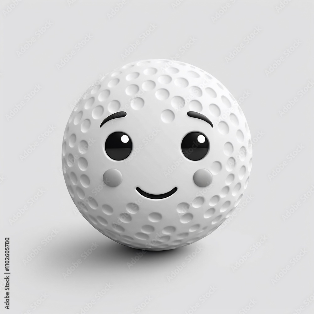 Happy Golf Ball Emoji Cute 3D Rendering Sports Fun Game Happy Golf Ball Emoji Cute 3D Rendering Sports Fun Game
