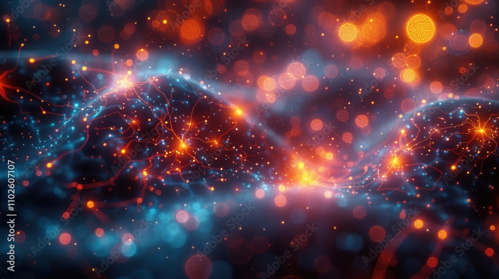 Abstract Cosmic Nebula with Glowing Particles and Lines Abstract Cosmic Nebula with Glowing Particles and Lines