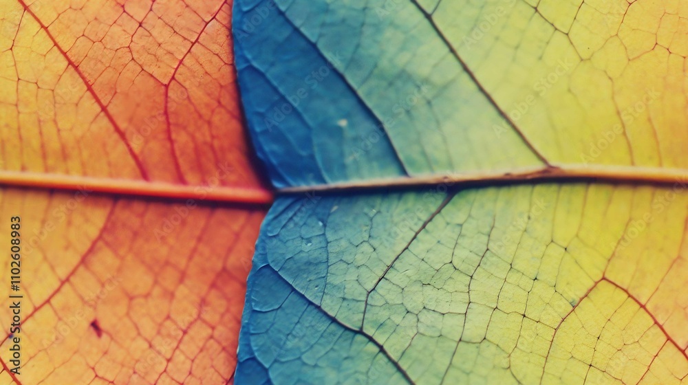 Fototapeta premium Aged Autumn Leaf Texture Macro Close-Up with Grunge Patterns and Veins