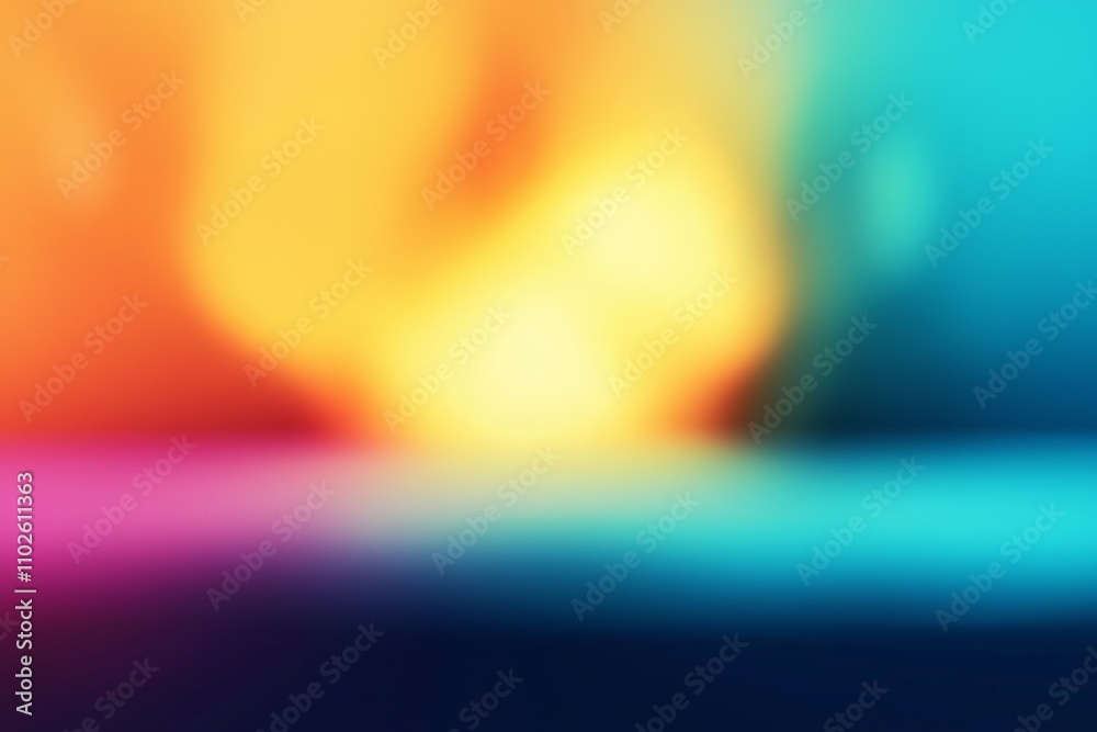 A blurry image of a colorful background with a yellow light in the middle A blurry image of a colorful background with a yellow light in the middle