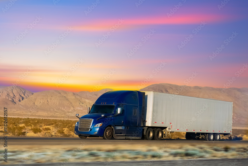 truck on the highway, Nevada, USA